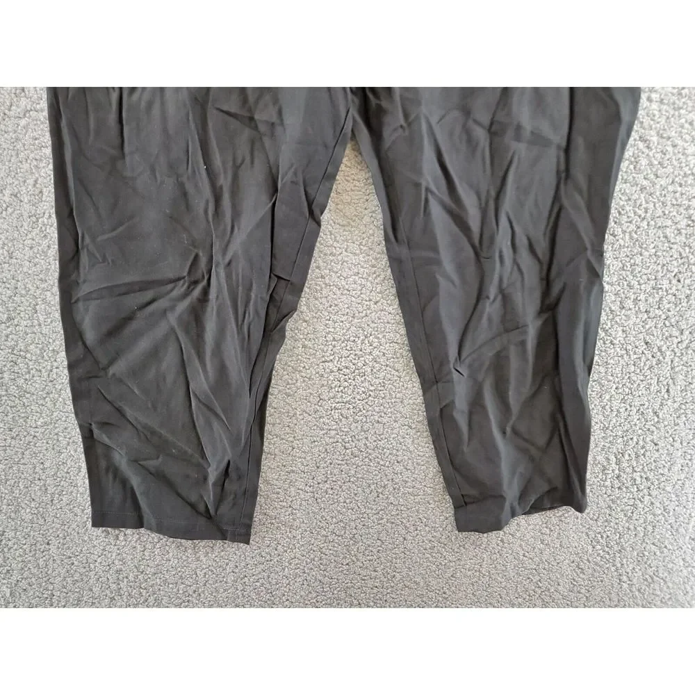 VINCE CAMUTO Paperbag Waist Pants Women's 16 Black Cropped Button Zip Closure - Picture 3 of 15